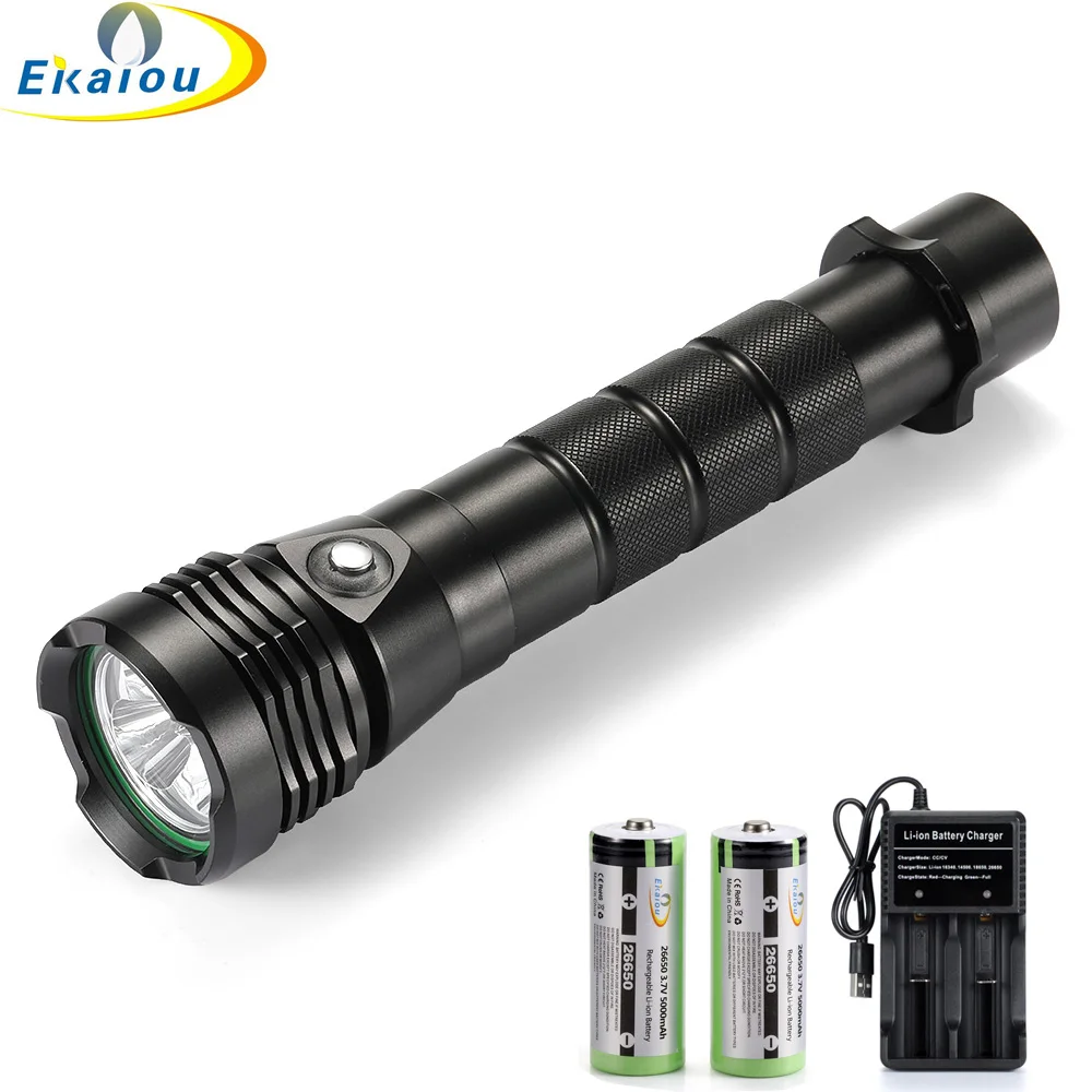 

Professional Scuba light 4500 Lumen 3 LEDs L2 Waterproof Diving Flashlight Underwater Dive Lamp 26650 Rechargeable Torch