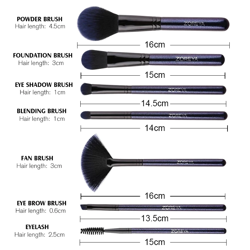 

Ladies New Cosmetics 7pcs Synthetic Hair Star Makeup Brush Set Lip Gloss Brush Eye Shadow Palette Brush with Fashion Storage Bag