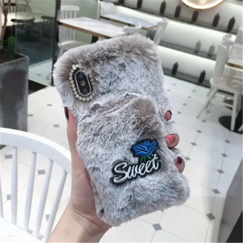 Новая модная плюшевая чехол для iPhone 6 6S 7 8 plus осенне-зимняя теплая задняя крышка X XS