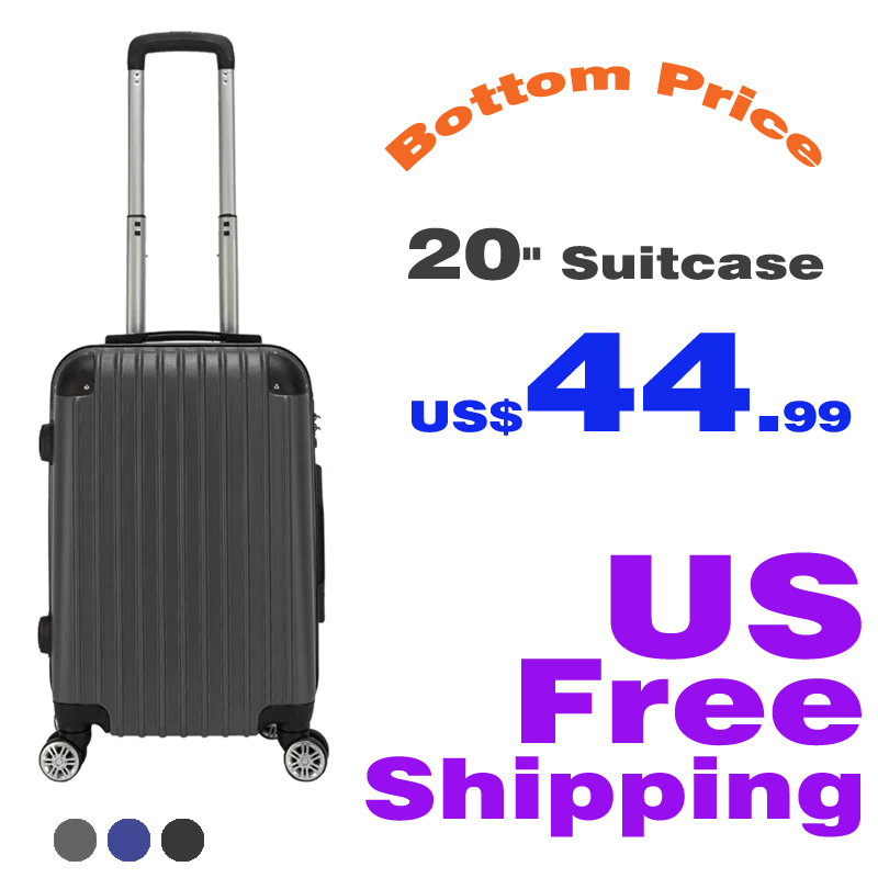 Bottom price 20 inch Waterproof Spinner Luggage Travel Business Large Capacity Suitcase Bag Rolling Wheels Gray Free Shipping