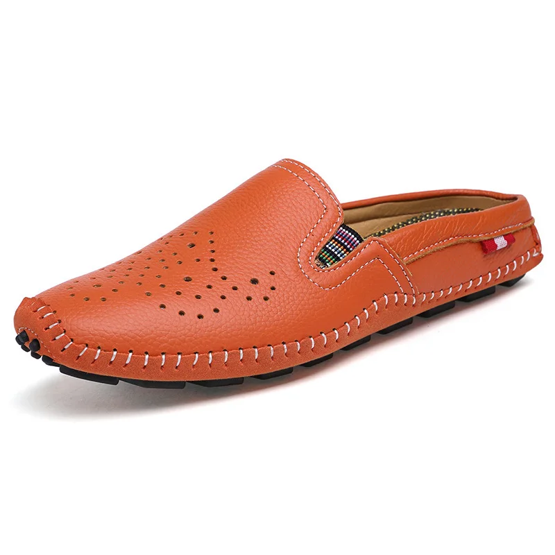 Genuine Leather Shoes Men Sandals 2021 Cow Summer Holiday Breathable Holes Footwear Male KA1500 | Обувь
