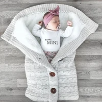 baby winter thick knitted sleeping bag infant imitation cashmere liner sleepsack newborn swaddle wrap toddler stroller blanket