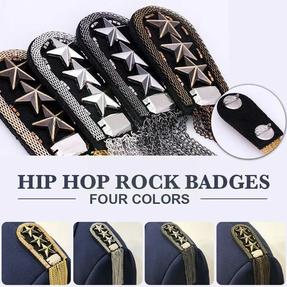 

Vintage Five Star Tassel Chain Shoulder Board Badges Pin Military On Epaulette Beads Metal Epaulet Brooch Accessories Fabri T6b7