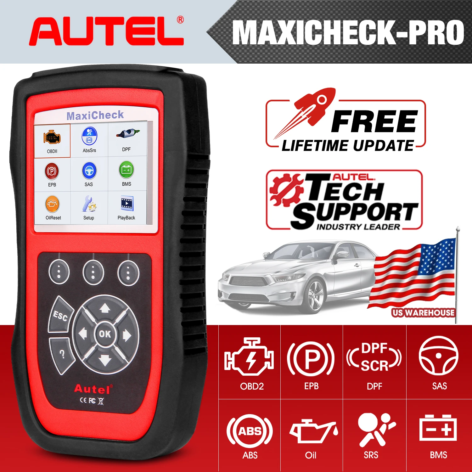 Autel MaxiCheck Pro OBD2 сканер автомобильный диагностический инструмент считыватель