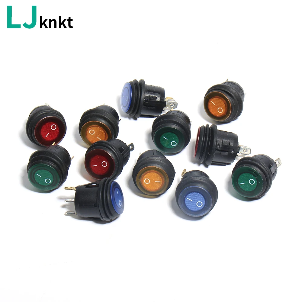 

2PCS Round waterproof rocker switch 12V 220V with LED light ON OFF instrument panel button For cars and ships