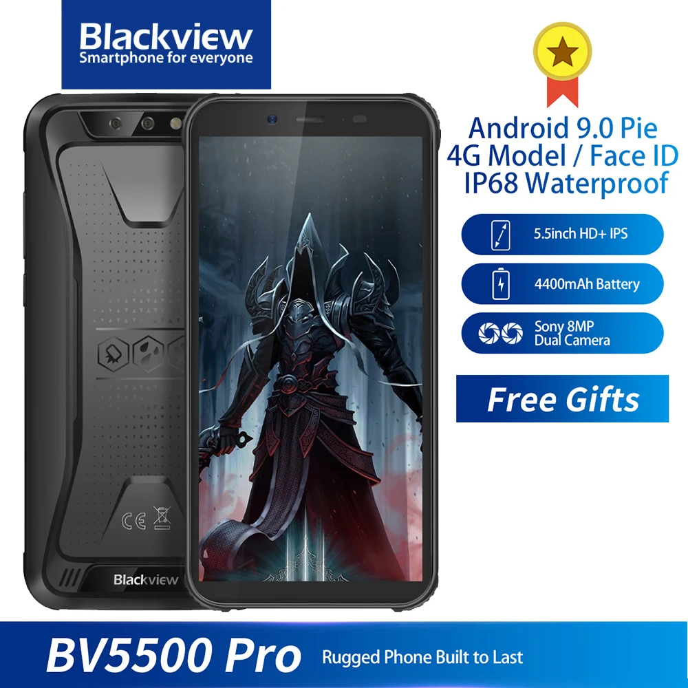 Смартфон Blackview BV5500 Pro IP68 прочный водонепроницаемый 3 Гб + 16 ГБ экран 5 дюйма 18:9 4400