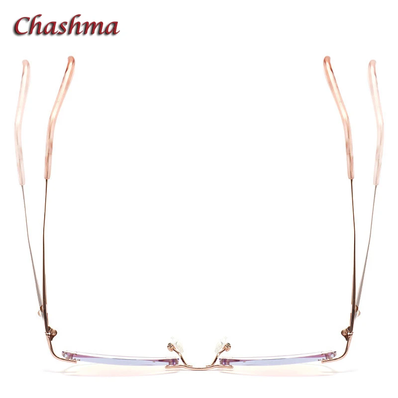 

Rhinestone Titanium Frame Gray Red Lenses Rimless Glasses Light Frame Women Gradient Glass Prescription Graduation Glasses