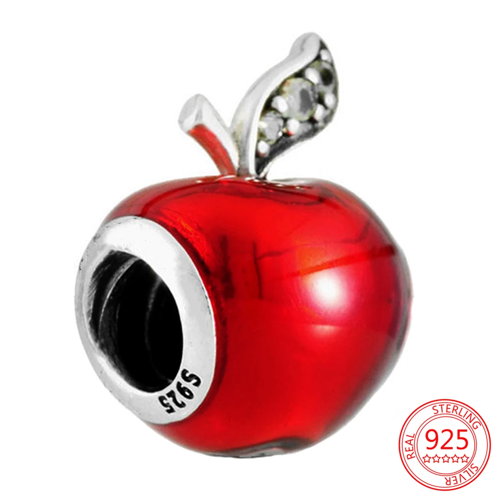 

Женские бусины из серебра 925 пробы, с красным яблоком