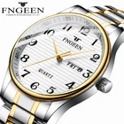 Часы мужские кварцевые, из нержавеющей стали, водонепроницаемые, с датой, неделей