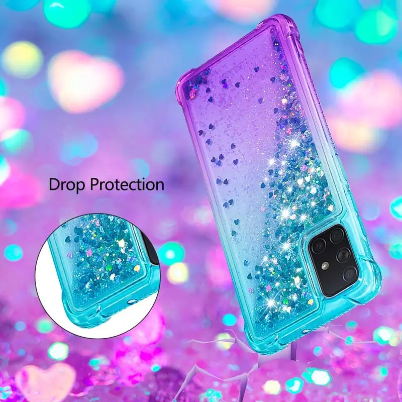 

Shockproof Phone Case For Samsung Galaxy A71 TPU Silicon Soft Cover For Samsung A 71 A715 Dynamic Liquid Glitter Quicksand Cases