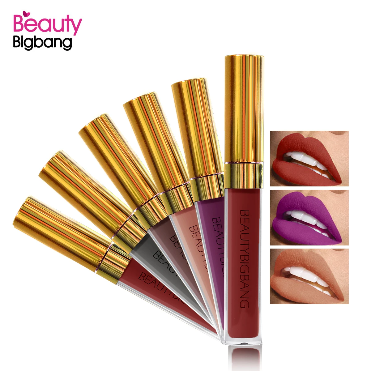 Beautybigbang жидкая губная помада, макияж, сексуальные цвета, красный, черный, розовый цвет, матовая губная помада, водостойкая, стойкий блеск для губ, набор для губ