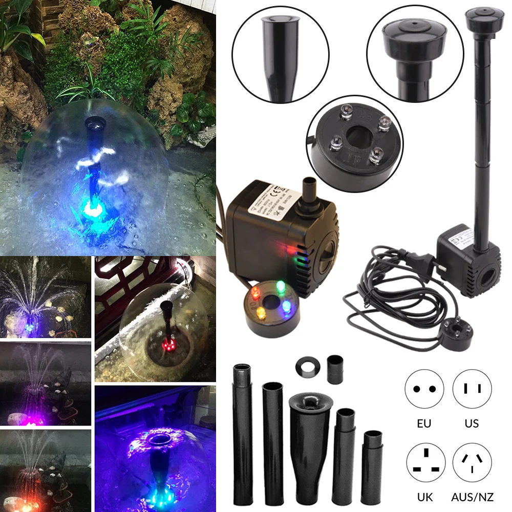 

8W Multi-function Aquarium Oxygen Fish Pond Led Color Changing Submersible Water Pump Garden Water Fountain Pump Maker Pump D30