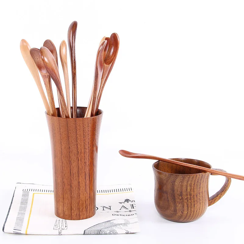 

Natural Wooden Spoon Bamboo Coffee Teaspoon Catering Kids Spoon Kitchenware For Coffee Spoon Kitchen Cooking Tableware Tool