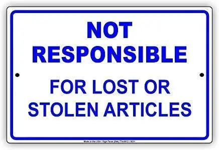 Мы не несем ответственности за утерянные или украденные изделий синий буквы