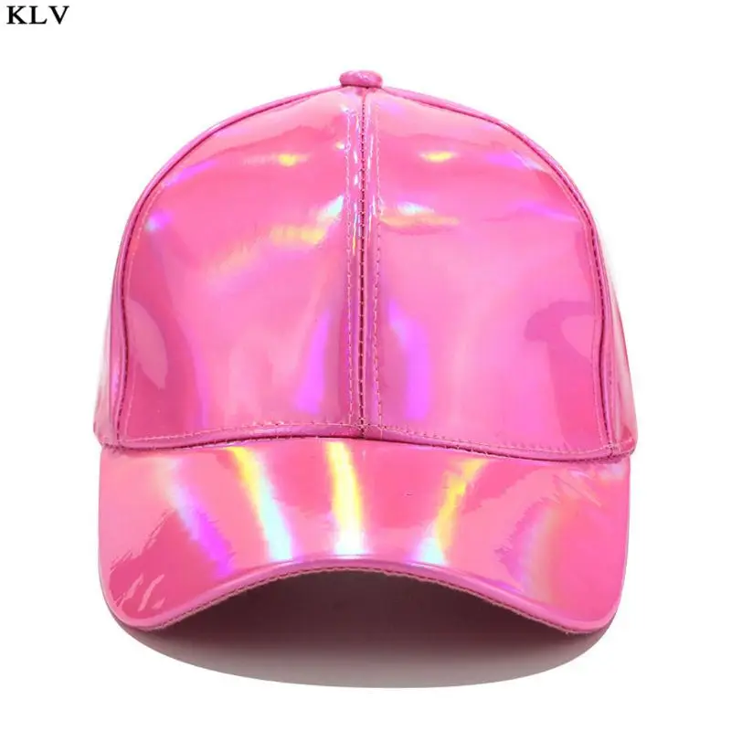 Женская и мужская бейсбольная Кепка из искусственной кожи блестящая