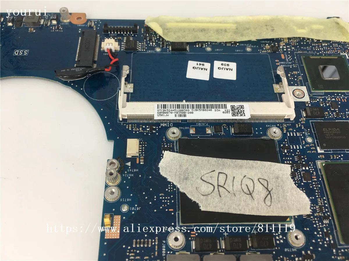 

yourui Original For ASUS N501JW G501JW REV 2.0 with i7-4720HQ cpu laptopmotherboard tested ok