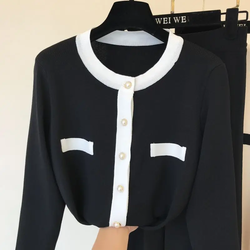 Женские Элегантные комплекты из двух предметов осень-зима однобортный свитер