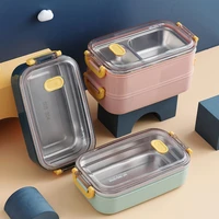 304 stainless steel thermal lunch box office worker bento box singledouble layer student children food storage container store