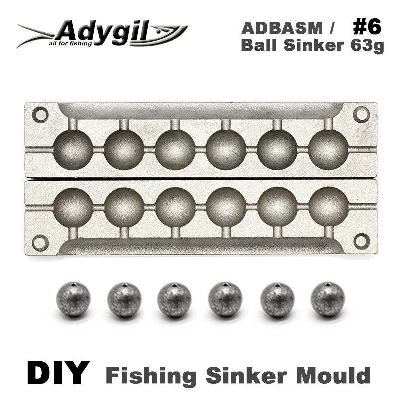 Adyгил DIY рыболовный грузила форма ADBASM/#6 шариковый 63 г 6 полостей | Спорт и