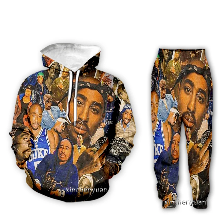 Xinchenyuan Новинка Мужская/женская одежда в стиле рэпера 2pac Тупак с 3D принтом модная