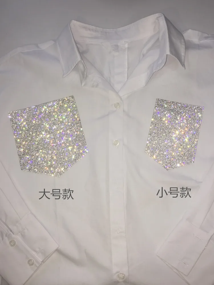 Crystal Rhinestone Pocket Patches DIY Motif Iron on Applique Badge For Heat Transfer Clothing Shoe Bag Sticker | Дом и сад