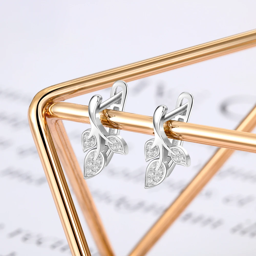 JewelOra, однотонные 925 пробы, серебряные серьги-гвоздики для женщин, серебро 925, ювелирное изделие для женщин, кубический цирконий, серьги в форме сердца и листьев для девочек