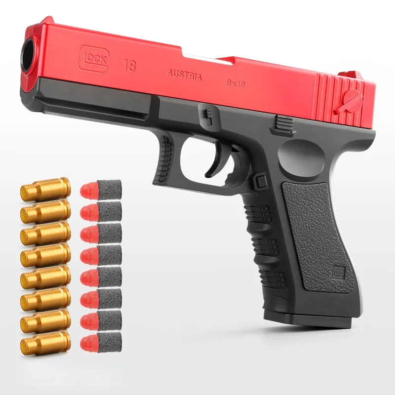 

Csnoobs Shell Ejecting Glock Airsoft Pistol Soft Bullet Manual Toy Gun Weapon Children Armas Blaster Shot Outdoor Games Boys