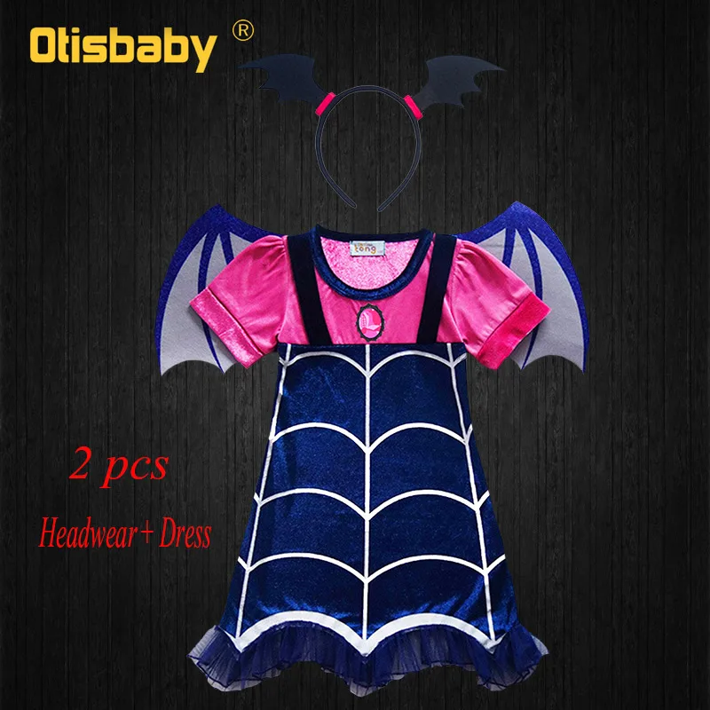 Vampirina/маскарадные костюмы для девочек на Хэллоуин; детское платье трапециевидной формы с крыльями; летние праздничные платья Феи для девочек; одежда - Цвет: B