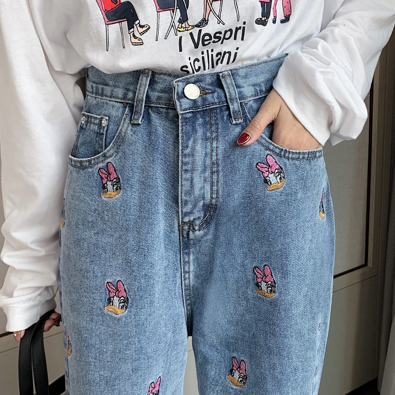 Осенние джинсы клетчатые штаны индивидуальные хип-хоп новые женские брюки с