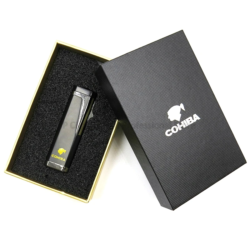 Металлическая зажигалка для сигарет Cohiba с 3 фонарь ками Заправляемый гаджет