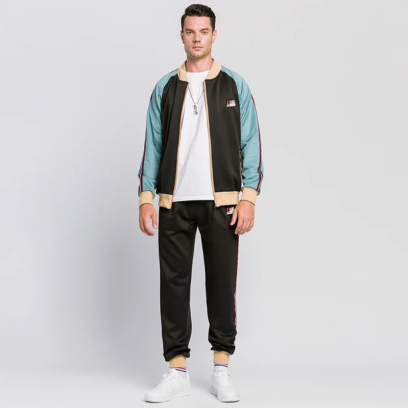 

Men's Set Fashion Jacket Tracksuit Men Sports Wear Jogging Tracksuit Suit Autumn Winter Outfits Gym CLothes Two Piece Streetwear