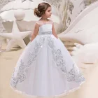 Белое длинное платье подружки невесты, одежда для маленьких девочек, украшенное пайетками вечерние свадебные платья, одежда для девочек платье принцессы Детское платье для 4 От 10 до 12 лет