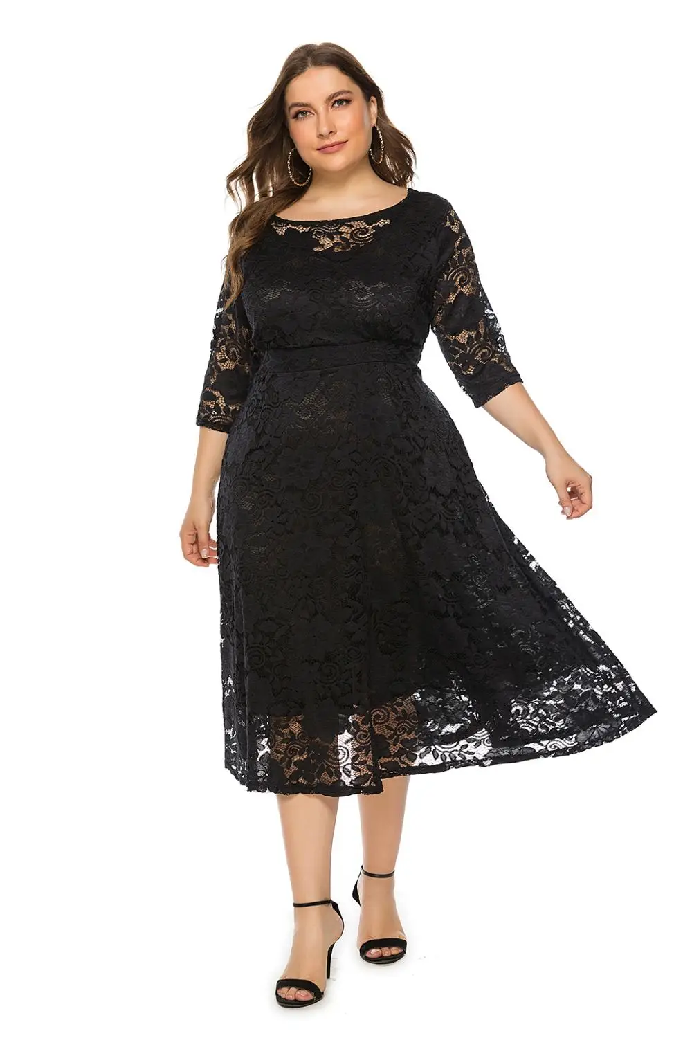 Plus Size Evening Dresses 2019 Women Lace Sleeves Formal Mother of the Bride Dress Short Prom with Pockets | Свадьбы и торжества