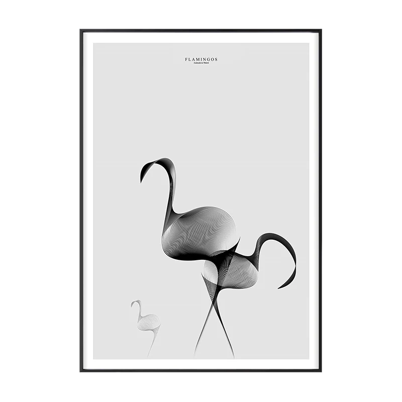 

Flamingo Cat Bull Swan Animals Minimalism Canvas Painting Poster Black And White Home Decoration Maison Modern Wall Art Chambre