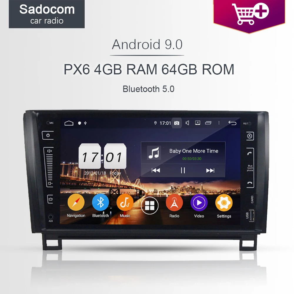 Автомобильный DVD плеер PX6 DSP 9 дюймов 2 din Android 10 0 4 Гб + 64 ГБ RDS Авторадио GPS