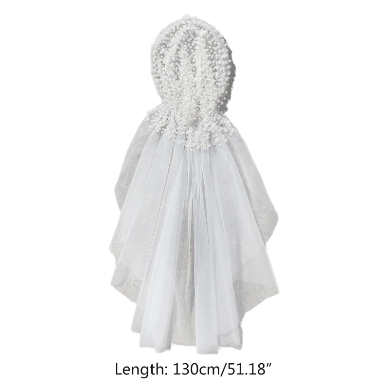 

Women Romantic Wedding Veil Pearl Beading Hat Vintage Bridal Hair Accessories