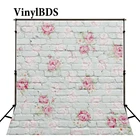 VinylBDS фон для фотосъемки новорожденных голубая кирпичная стена дети розовые цветы фон для фотографий белый кирпичный цветок фон для фотосъемки
