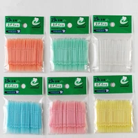 100pcs double headed dental brush teeth sticks floss pick toothpick tooth clean oral care interdental brush food grade pp 6 3cm