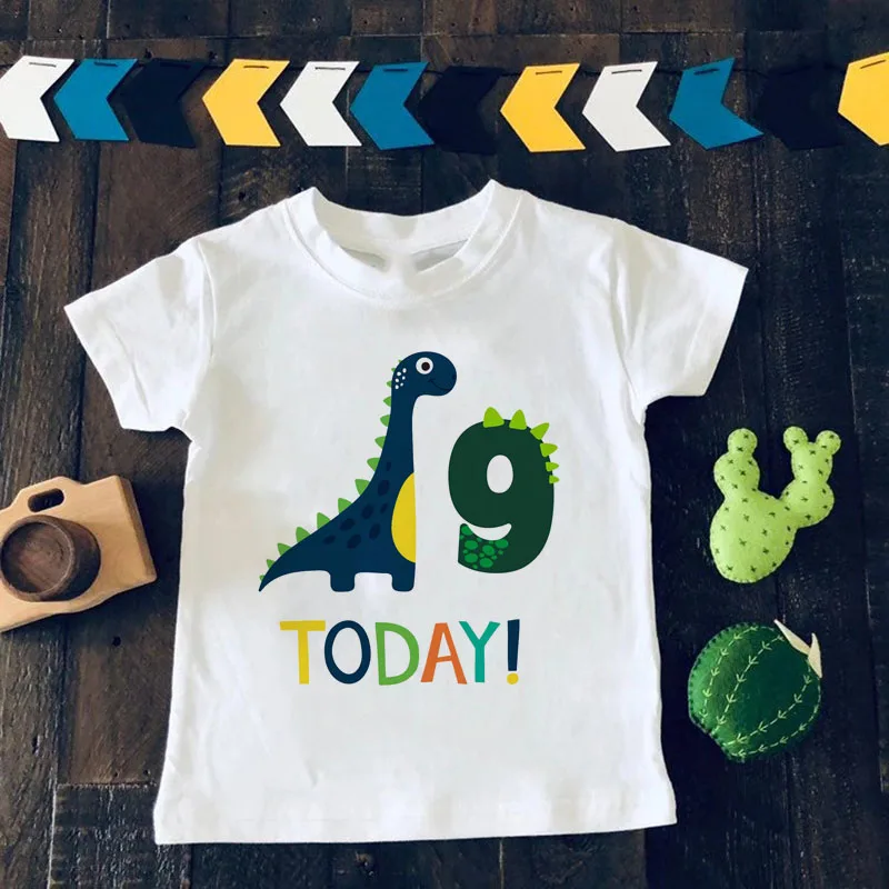 Camiseta de dibujos animados con n&uacute;mero de cumplea&ntilde;os para ni&ntilde;os, dinosaurio, regalo divertido de animales para ni&ntilde;o y ni&ntilde;a-5