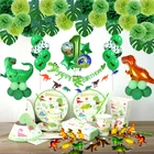 Динозавр тема вечерние посуда набор Бумага Салфетка под тарелку кружку баннер Дино Happy 1st День рождения вечерние украшения для детей Одежда для мальчиков