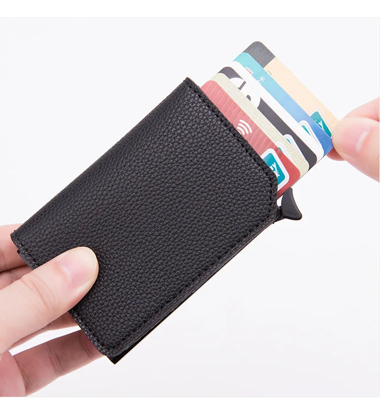 BISI GORO Anti-theft Card Case Carbon Fiber RFID Pop-up Clutch Smart Card Wallet Multifunctional Men Unisex Card Holder