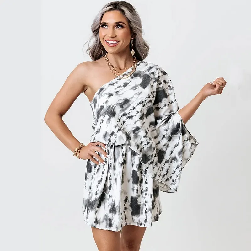 

Богемное сексуальное пляжное платье на одно плечо, сезон 2022, Летняя асимметричная пляжная одежда, мини-платье, женская одежда, A921