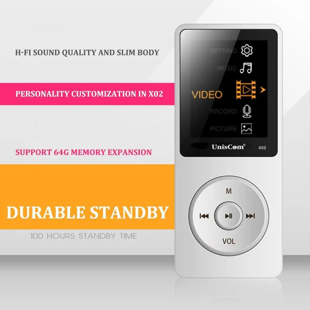 X02 1,8 дюймовый дисплей Спортивный Mp3 Mp4 без потерь звук Качество Музыкальный плеер карта с экраном рекордер ручка Walkman