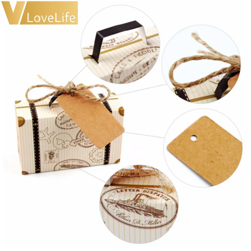 50 шт. свадебные сувениры и подарочные коробки мини-чемодан конфетная коробка для