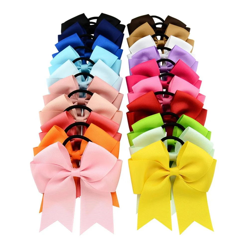 

5pces NEW Best Selling Gentlewomanly Children Large Hair Bows Girls Kids Baby Elastic Rope Accessories
