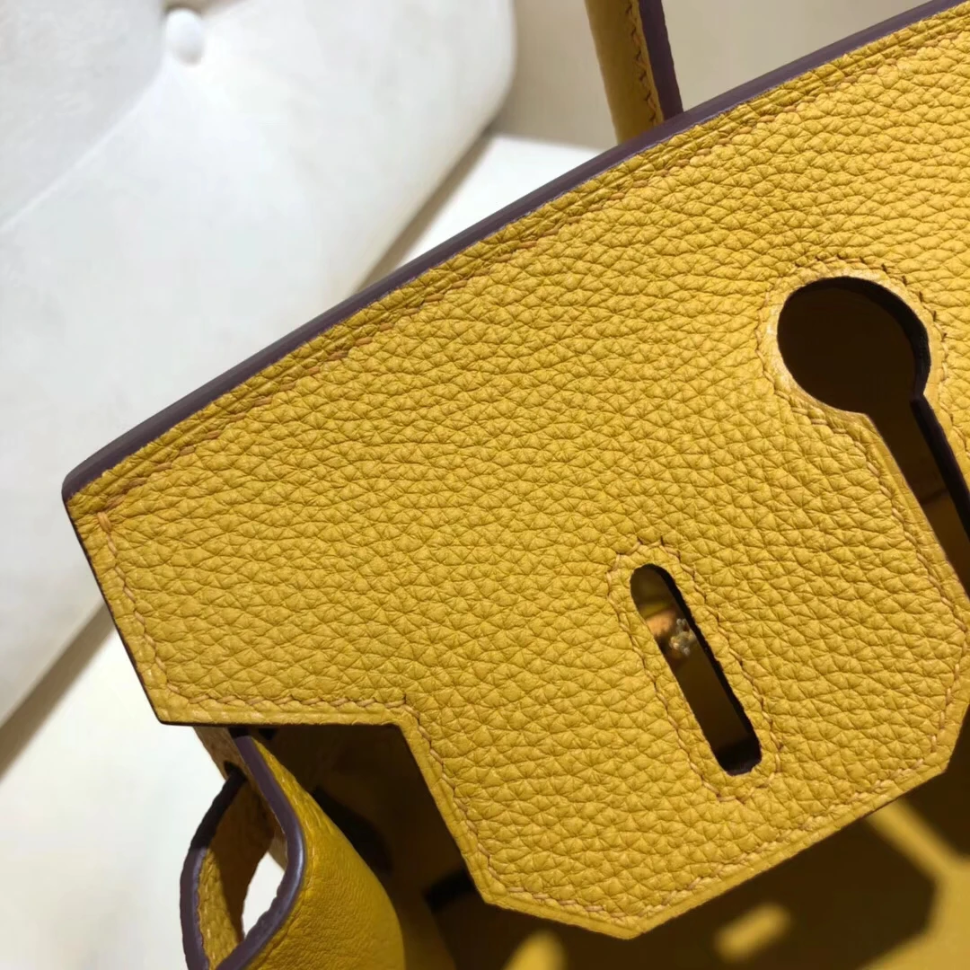 

Handmade LUXURY Handbag 25CM,BRAND purse,DESIGNERS BAG,Yellow COLOR,Togo leather, Wax line stitiching,Fast delivery