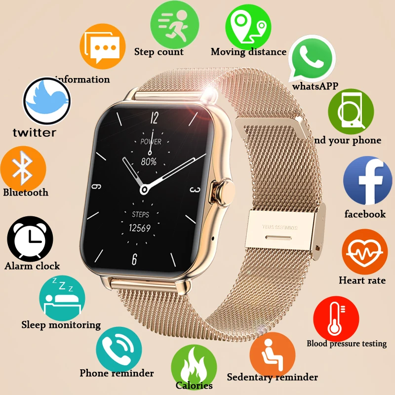 Смарт-часы для женщин и мужчин с поддержкой Bluetooth фитнес-трекер сенсорным