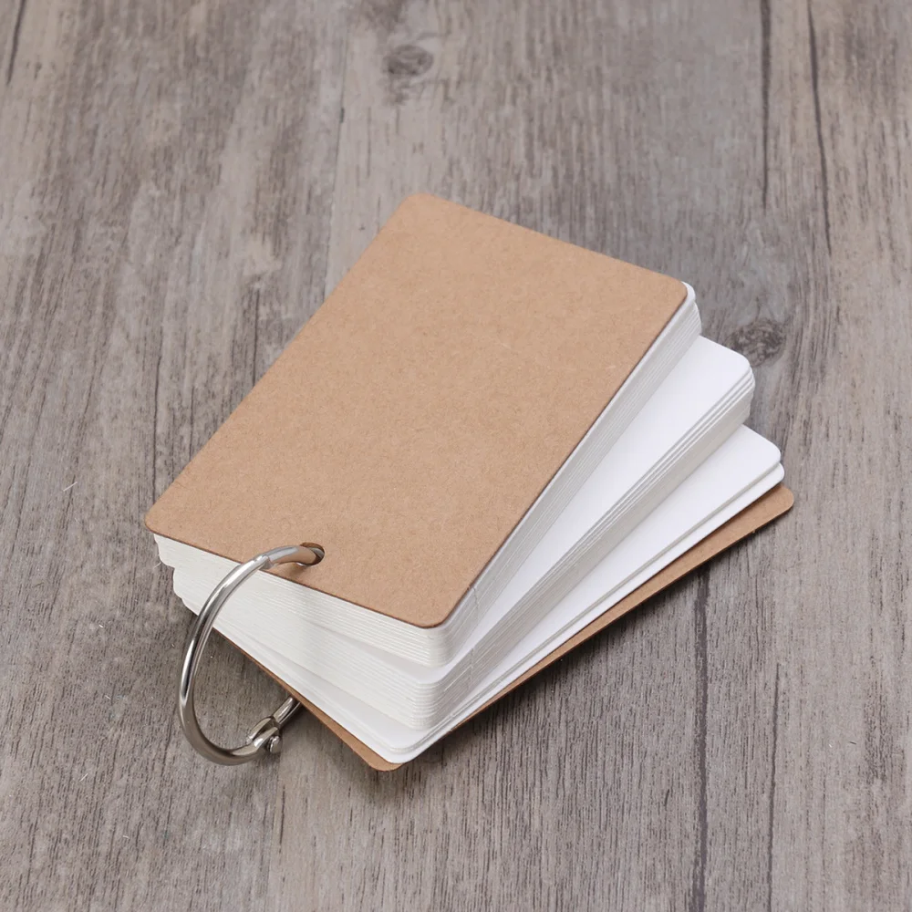 

300 Pages Binder Ring Easy Flash Kraft Paper Study Cards DIY Greeting Card (White)