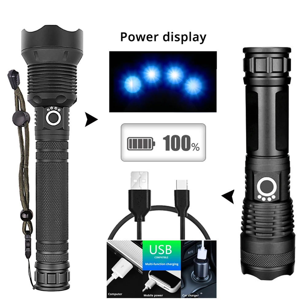 Мощсветодиодный ные фонарики ZHIYU XHP 70 50 супер яркие зарядка от USB тактический