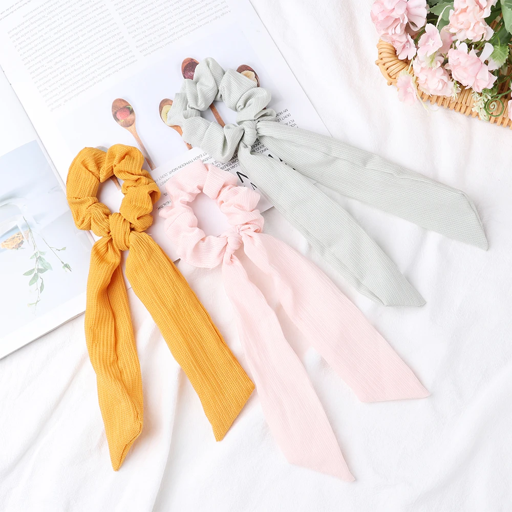 Однотонные резинки для волос Bohe Женская эластичная повязка с бантом резинка